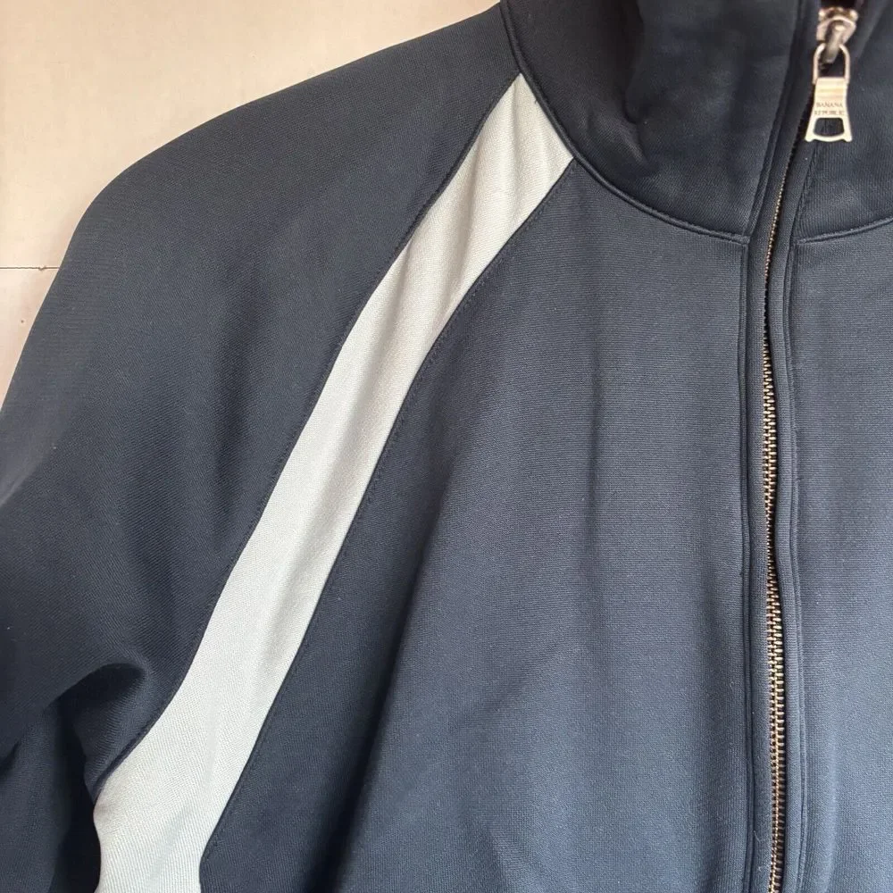 Men's S Small Banana Republic Track Jacket VGUC Full Zip Two-Tone Blue‎